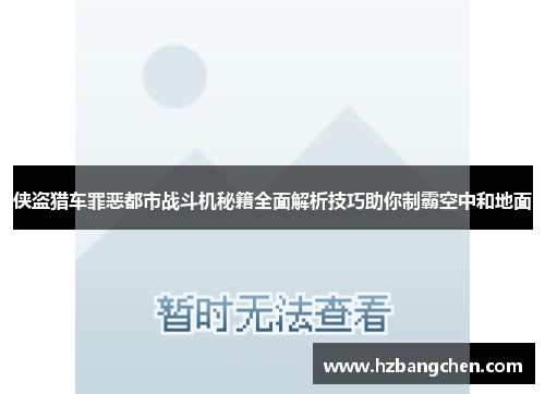 侠盗猎车罪恶都市战斗机秘籍全面解析技巧助你制霸空中和地面